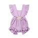 Fanvereka Baby Girl Sleeveless Romper Ruffle Square Beck Bow Solid Color Summer Jumpsuit