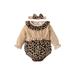 Kiapeise Baby Girl Outfit Velvet Ruffle Long Sleeve Leopard Printed Romper Headband