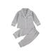 Fanvereka Toddler Baby Button-Down Pajamas Set Cotton Shirt and Pants Sleepwear Unisex