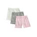 Canrulo 3Pcs Pack Kids Toddler Baby Girls Summer Safety Pant Children Anti-Emptied Stretch Mid-Rise Solid Short Pants Pink Gray White 3-4 Years