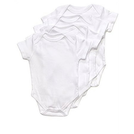 Leveret Baby Onesie Boys Girls Bodysuit 4 Pack Short Sleeve Underwear White 100% Cotton 3-6 Months