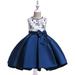 Zpanxa Baby Girls Princess Dress Little Girls Party Wedding Dress Lace Embroidered Bowknot Flower Net Dress Kids Pageant Flower Girl Sleeveless Dress Christmas Gifts for Girls Blue (7-8 Years)