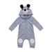 Puloru Boys Girls Hooded Romper Cartoon Bear Jumpsuit Zipper One-piece Clothes