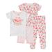 Cutie Pie Dreamers Baby Girl & Toddler Girl 4 PC Tight Fit Cotton Sleepwear Pajamas Sizes 12 Months-4T 12M-4T