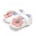 Baby Girls Mary Jane Flats with Bowknot Flowers Princess Wedding Dress Ballet Shoes Non-Slip Toddler First Walkers Newborn Crib Shoe