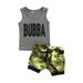 Sunisery 2PCS Newborn Infant Baby Boys Round Collar Sleeveless Letter Top and Shorts Summer Outfits Gray Green 2-3 Years