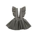 Musuos Fashion Auutmn Toddler Baby Girls Suspender Dress Ruffle Strap Solid Color Backless Overall Dress Casual Clothes