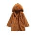 Qtinghua Toddler Baby Girls Boys Fleece Jacket Cardigan Hoodie Coat Winter Warm Outerwear Kids Thick Plush Clothes Brown 3-4 Years