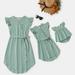 PatPat Family Matching Dresses Green Toddler Girl 2T 100% Cotton Solid Flutter-sleeve Matching Green/Pink/Army green Midi Dress Girl Dresses