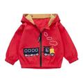 URMAGIC 0-4T Baby Boys Cartoon Train Jacket Toddler Kids Cotton Candy Color Hoodie Coat Zipper Thin Outwear Red