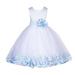 Ekidsbridal Ivory Floral Lace Bodice Rose Petal Tulle Junior Flower Girl Dress Beauty Pageant Communion Baptism Ball Gown 165S S