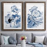 Red Barrel Studio® Blue & Asian Garden I - 2 Piece Picture Frame Painting Set Paper in White | 47 H x 31.5 W in | Wayfair