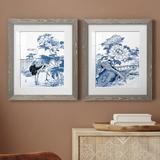 Red Barrel Studio® Blue & Asian Garden I - 2 Piece Picture Frame Painting Set Paper in White | 36 H x 24 W x 1.5 D in | Wayfair