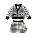 Wayren USA Toddler Baby Girl Plaid Skirt Set Long Sleeve Jacket Coat Tops Party Dress Tutu Skirt Fall Outfit Clothes