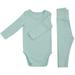 nsendm 5month Baby Baby Girls Boys Autumn Solid Cotton Long Sleeve Long Pants Romper Sleepers Baby Boy Mint Green 6-12 Months