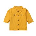 Qtinghua Toddler Baby Girls Classic Trucker Jacket Coat Outerwear Jackets Long Sleeve Coat Yellow 1-2 Years