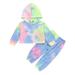 Caitzr Toddler Tie-dyed Autumn Outfit Long Sleeve Hoodie High Elastic Waist Leisure Pants