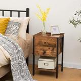 17 Stories 24" Tall 2 - Drawer Iron Nightstand w/ Storage Wood/Metal in Black/Brown | 24 H x 15.7 W x 15.7 D in | Wayfair