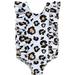 Styles I Love Baby Toddler Girls Leopard Ruffled One-Piece Swimsuit White Bathing Suit Beach Swimwear (110/2-3 Years)