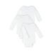 Little Star Organic Baby Boy or Girl Gender Neutral White Long Sleeve Bodysuits With Mitt Cuff 3-Pack