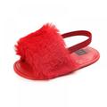 Girls Slippers - Plush Slip-On - Fur Sandals - Kids Slippers Non-Slip Open Toe Shoes - Toddler for House Flat Indoor Outdoor