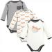 Touched by Nature Baby Boy Organic Cotton Long-Sleeve Bodysuits 3pk Fox 0-3 Months