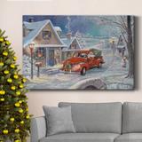 The Holiday Aisle® Santa's Tree Farm Premium Gallery Wrapped Canvas - Ready To Hang Canvas, in Black/Blue/Green | 8 H x 12 W x 1 D in | Wayfair