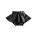LisenraIn Summer Kids Girls PU Leather Ruffles High Waist Mini Skirt Clothes
