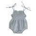 Toddler Newborn Baby Girl Summer Fall Basic Plain Cotton Linen Drawstring Romper Jumpsuit