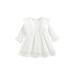 Licupiee Infant Baby Girl Ruffle Trim Lace Hem Dress Fall Spring Solid Color Round Neck Flare Long Sleeve A-Line Dress