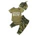 Multitrust Boys Girls 3Pcs Set Romper Tops + Camouflage Pants + Hat/Headband