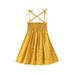 Little Baby Girls Lace-Up Summer Suspender Dress Fashion Stripe/Floral Pleated High Waist A-line Princess Dress