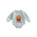 Bebiullo Kids Baby Girls Long Sleeve Romper Infant Boys French Fries Letter Print Jumpsuit Sweatshirt Gray 18-24 Months