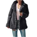 Women Faux Fur Long Sleeve Coats Open Front Lapel Solid Warm Jackets Sherpa Plush Bear Cardigans