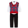 Only Kids Infant Boys 3 Piece Dress Up Outfit Pants Shirt & Red Sweater Vest 12m