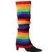Gwiyeopda Women Autumn Winter Leg Warmer Ribbed Footless Stretch Knitted High Socks for Girls