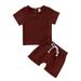 Kiapeise Baby 2Pcs Clothes Suit Short Sleeve T-shirt with Elasctic Shorts