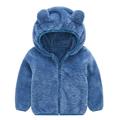 Dadaria Toddler Sweater 6Months-4Years Toddler Baby Boys Girls Solid Color Plush Cute Bear Ears Winter Hoodie Thick Coat Jacket Blue 18-24 Months Toddler