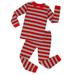 Elowel Pajama Set for Boys and Girls 2 Pack Sleepwear PJs 100% Cotton Red and Black Stripe Size 12M