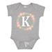 Inktastic Monogram Letter K Rose Floral Wreath Gift Girls Baby Bodysuit