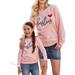 Bebiullo Mommy and Me Family Matching Shirts Outfits Love Heart Valentines Long Sleeve Pullover Sweatshirt Pink Kids Sï¼ˆ2Tï¼‰