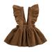 Kids Toddler Baby Girls Overall Dress Soft Corduroy A-Line Solid Color suspender Skirt Clothes