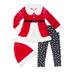 Toddler Girls 3pc Red Velvet Christmas Santa Outfit Snowflake Leggings & Hat 3T