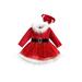 Licupiee Christmas Kids Princess Dress Sequin Mesh Long Sleeves Dress with Belt and Headband for Wedding Party