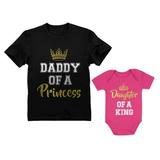 Father & Daughter Matching Set Gift For Dad & Baby Girl Bodysuit & Men s Shirt man Black XXX-Large / baby Wow pink 12M (6-12M)