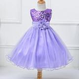 [BRAND CLEARANCE!!!] 3-10T Girl Sleeveless Sequins Formal Dress Princess Pageant Dresses Kids Prom Ball Gown for Wedding Party (Purple)