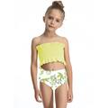 Clearance Girls 2 Piece Spaghetti Strap Tops Swimsuit with High Waisted Bikini Shorts Adjustable Strap Elastic Cute Swimwear Beach Sport Bathing Suits 5-11T Light Light Yellow