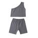 Gupgi Kids Baby Girls Outfit Set One Shoulder Solid Color Tops Shorts Set