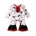 Newborn Baby Girl Christmas Romper Deer Jumpsuit Long Sleeve Button Flared Pants Clothes