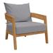 Brisbane Teak Wood Outdoor Patio Armchair in Natural/Gray